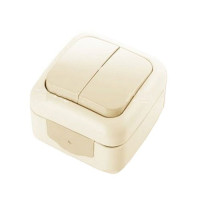 ВЫКЛЮЧАТЕЛЬ VI-KO PALMIYE КРЕМ 2кл  влагозащищенный НАКЛАДНОЙ IP54 90555602)